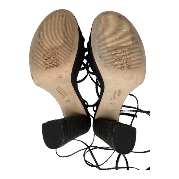 Paige Carson Braided Ankle-Wrap Platform Espadrilles - Black NWOT - Picture 4 of 7